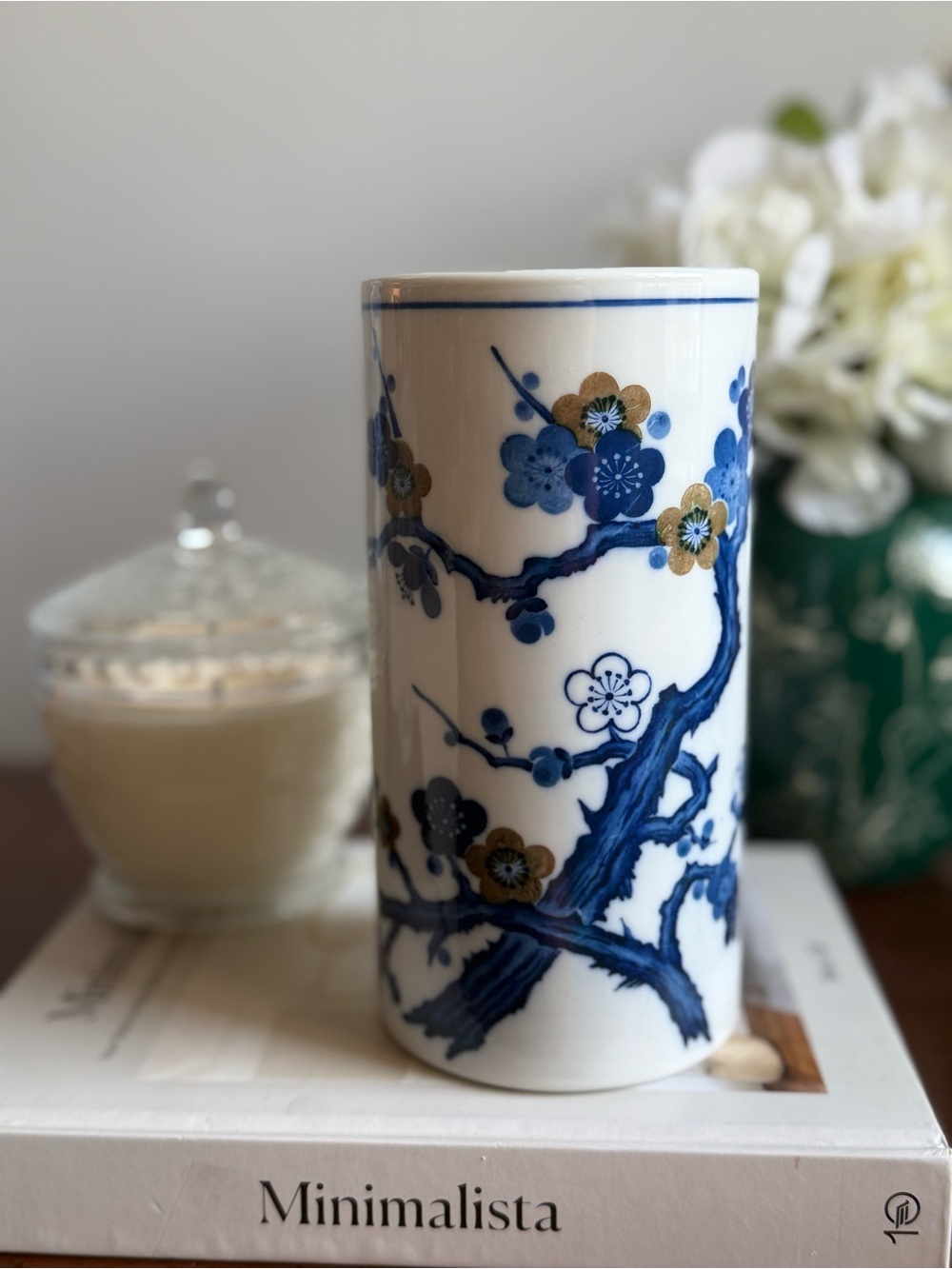 Blue and White Floral Porcelain Vase